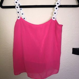 Pink crop top with flower straps